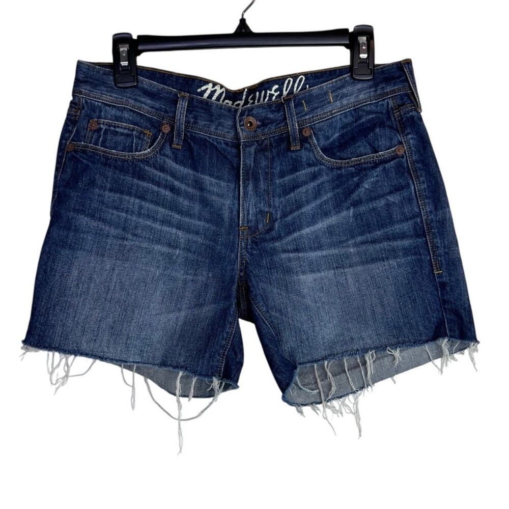 Madewell Womens Denim Shorts Distressed Cutoff Raw Hem Cotton Blue Size 28